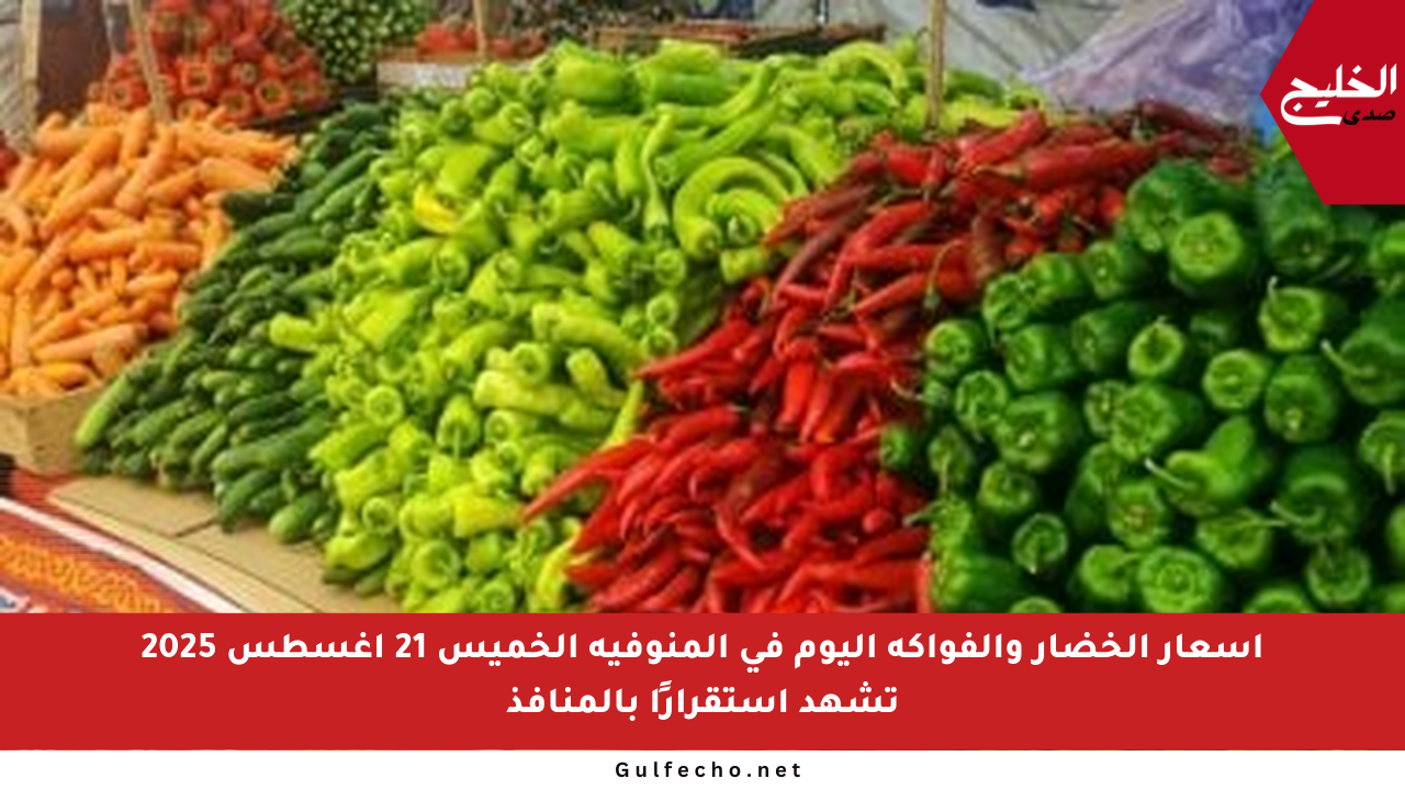 أسعار الخضار والفواكه اليوم في المنوفية الخميس 21 أغسطس 2025 تشهد استقرارًا بالمنافذ